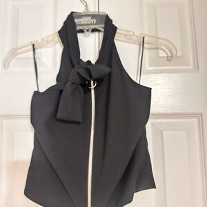Black Sleeveless Top with Bow by Jeremy Scott